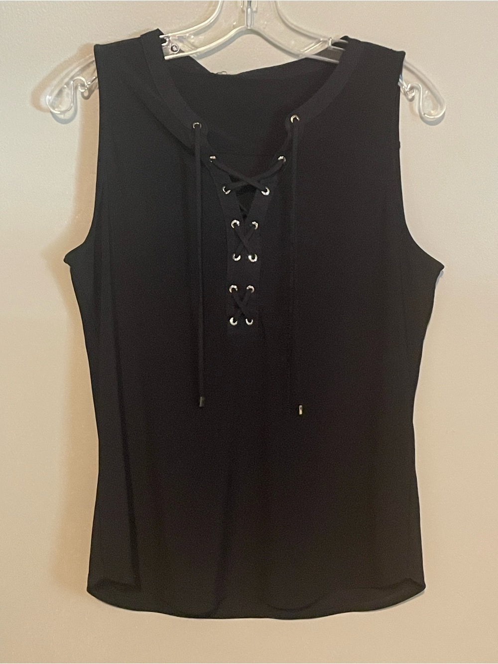 White House Black Market Black Lace-Up Sleeveless Tank